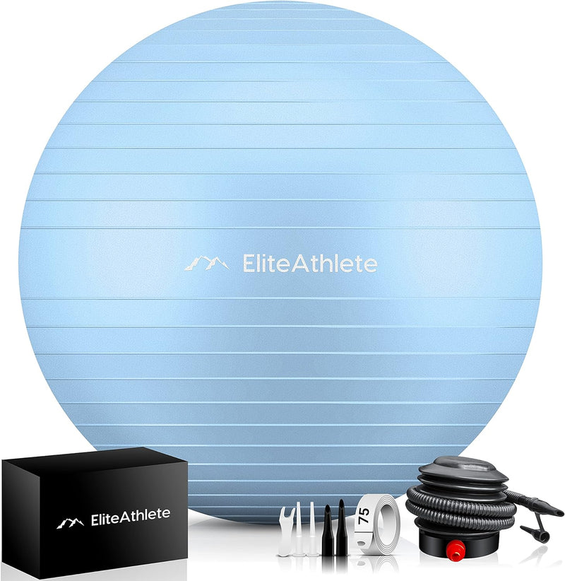 EliteAthlete Gymnastikball Sitzball Büro ergonomisch mit Anti Burst System - Fitness Pilates Schwang