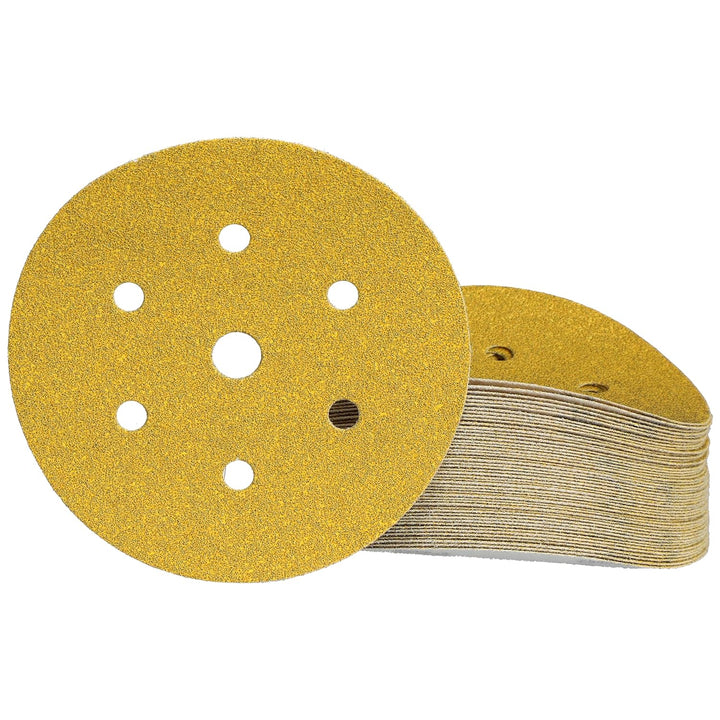 Mirka Gold Universal-Schleifpapier Ø 150mm Klett 7-Loch, Korn P60, 50 Stk / Zum Schleifen von Gips,