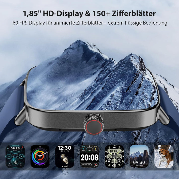 Yoever Smartwatch Herren Damen mit Telefonfunktion - 1.85" Fitnessuhr Herren mit Herzfrequenz SpO2 S