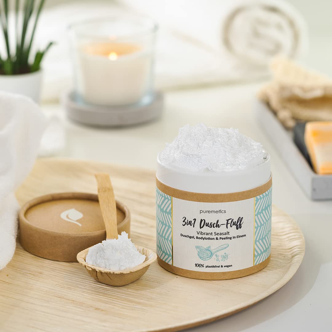 puremetics 3in1 Dusch-Fluff “Vibrant Seasalt“ (250g) | Duschgel, Peeling und Lotion in Einem | 100%
