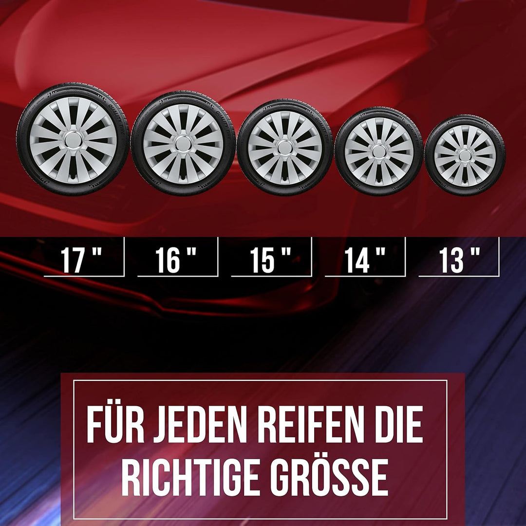 Albrecht 16 Zoll Radkappen silber für Stahlfelgen - Sky Radzierblenden aus hochwertigem Kunststoff -
