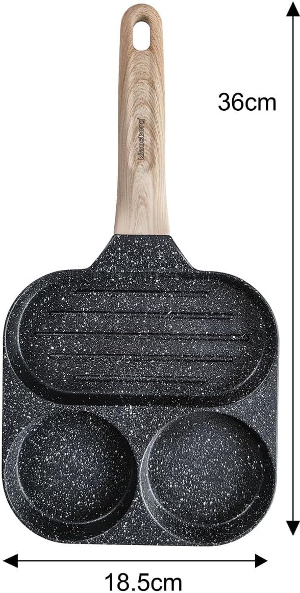 Klausberg Pfannkuchenpfanne Bratpfanne mit Marmorbeschichtung 3-in-1 18 cm für Eier, Pfannkuchen, Pa
