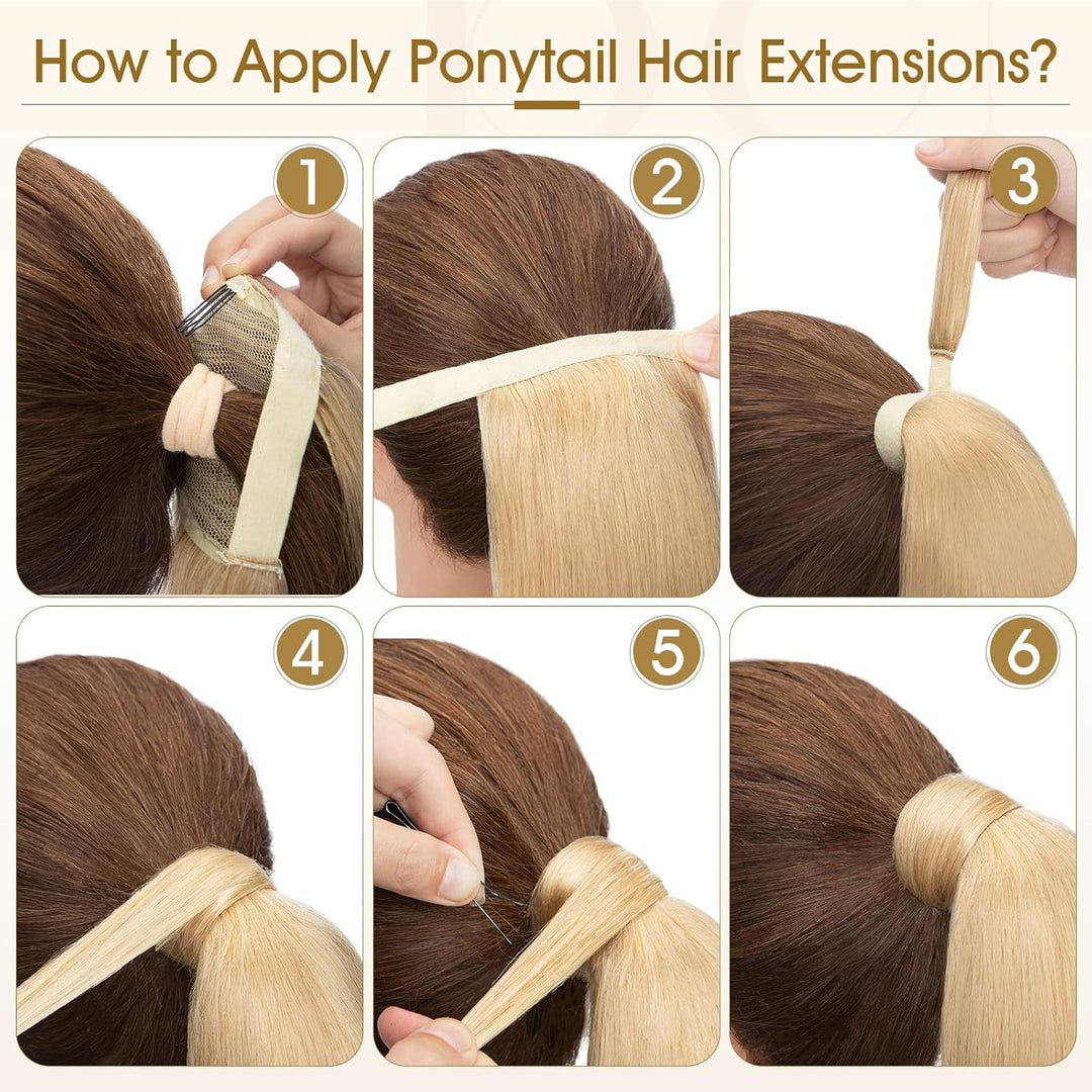 Benehair Ponytail Extension Echthaar, 100% Echthaar Zopf Extensions Echthaar, Wrap Around Ponytail f