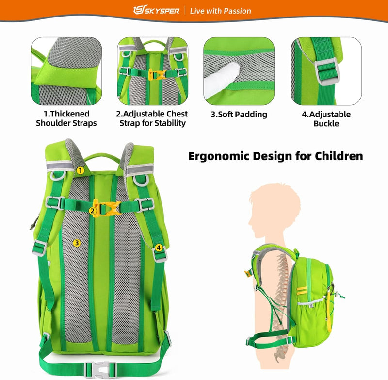 SKYSPER KIDS 12 Kinderrucksack Jungen & Mädchen für 3-8 Jährige, komfortabler Wanderrucksack Kinder