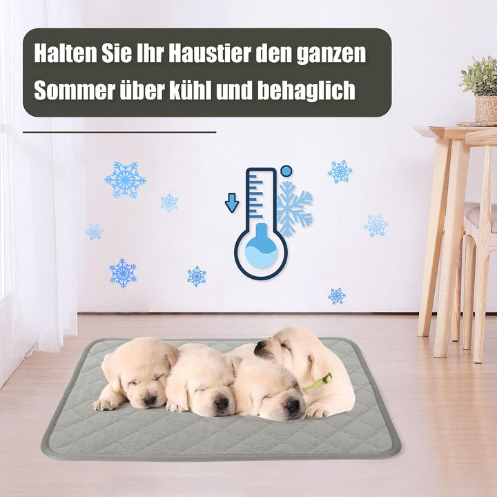 Selbstkühlende Matte für Hunde und Katzen - Kühlmatte 70 x 55CM für Haustiere im Sommer (L, Grau) L