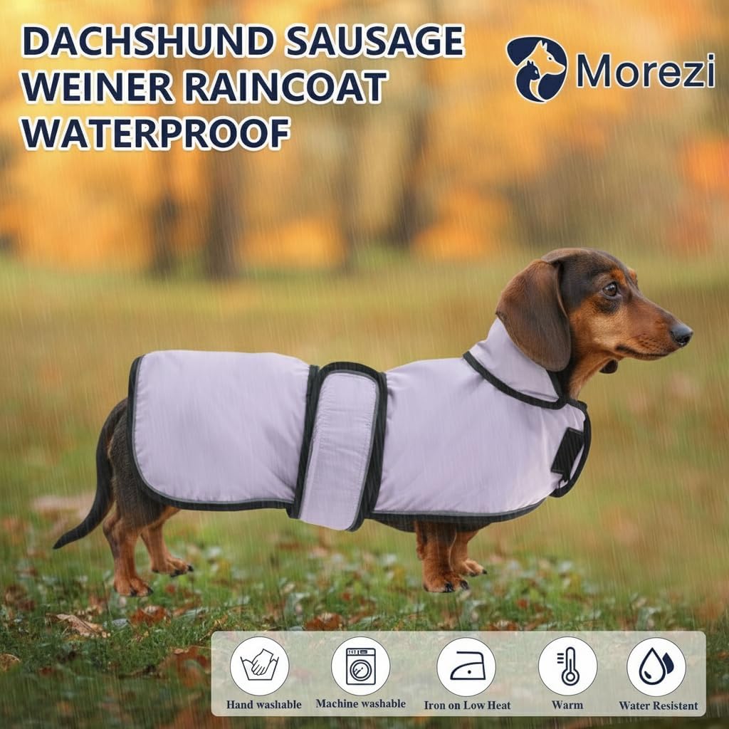 MOREZI Hunderegenmantel mit Reflexstreifen, Regen-/wasserdicht, verstellbare Weste, geeignet für kle