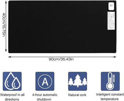 Beheizte Schreibtischunterlage, 90X40cm Wasserdichter PU-Leder Beheiztes Mauspad mit 4 Stunden Autom