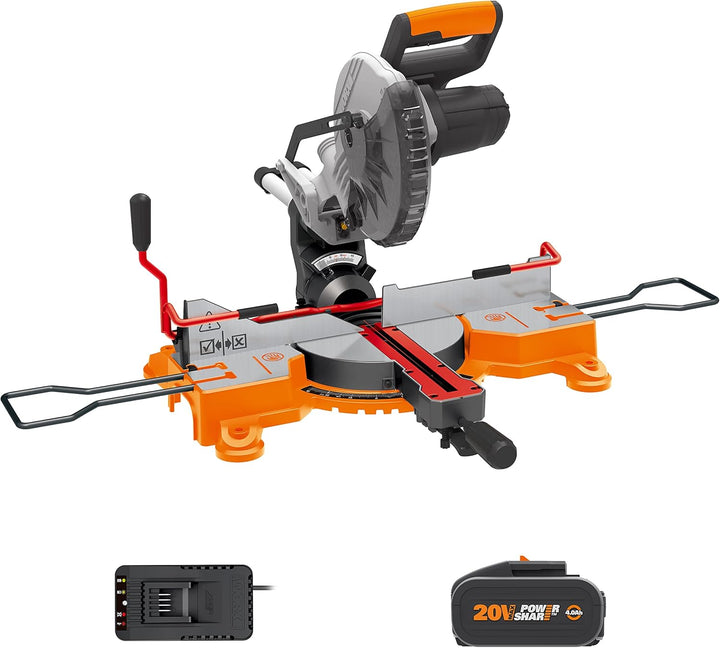 WORX WX845 Akku-Zug-, Kapp- und Gehrungssäge 20V – Multifunktionssäge für zahlreiche Schnittarbeiten