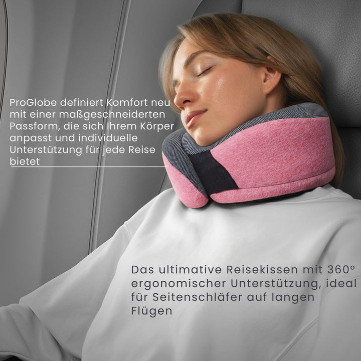 Proglobe Rosa Nackenkissen Flugzeug, Reisekissen 100% Memory Foam, Orthopädisches Nackenhörnchen, Fü