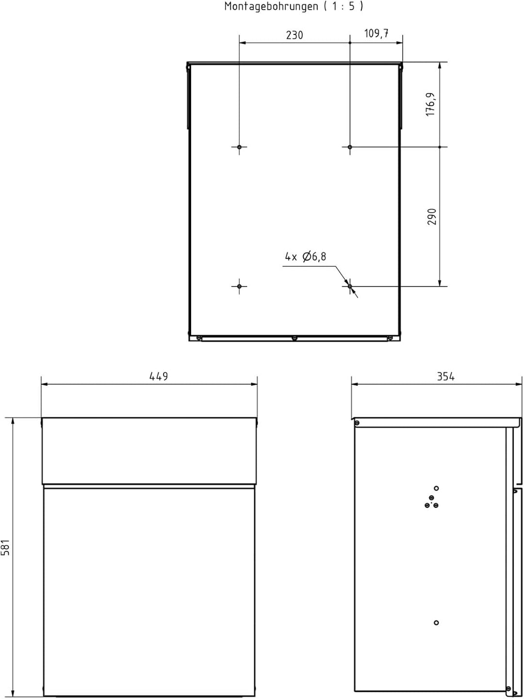 Design Aufputz Paketbox Kant Edition - Elegance 2 individuell mit Ihrem Namen (RAL 9007 graualuminiu