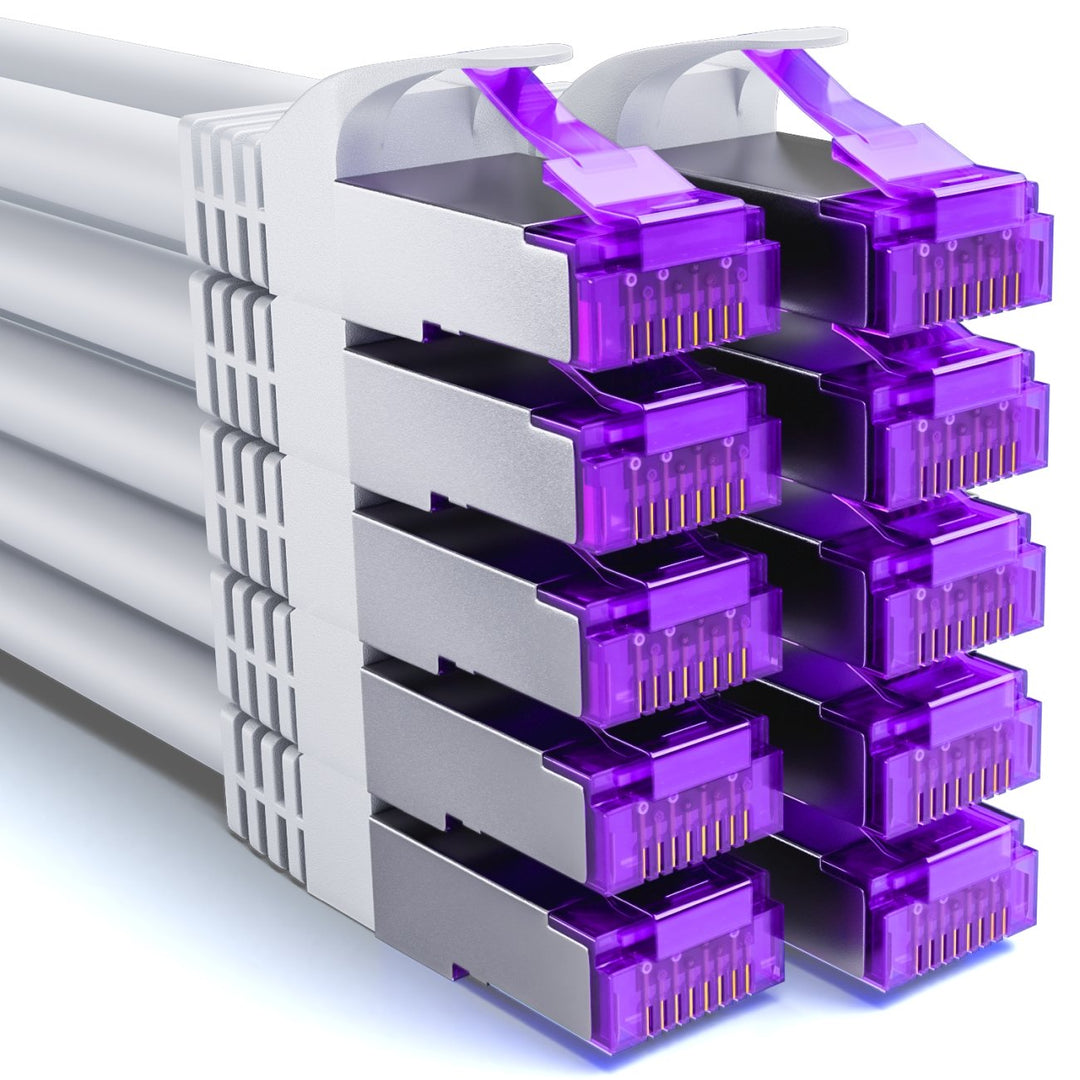 deleyCON 10x 0,25m CAT7 Netzwerkkabel - 10 Gigabit - Kurzes 25cm RJ45 Patchkabel Ethernet Kabel (Kup