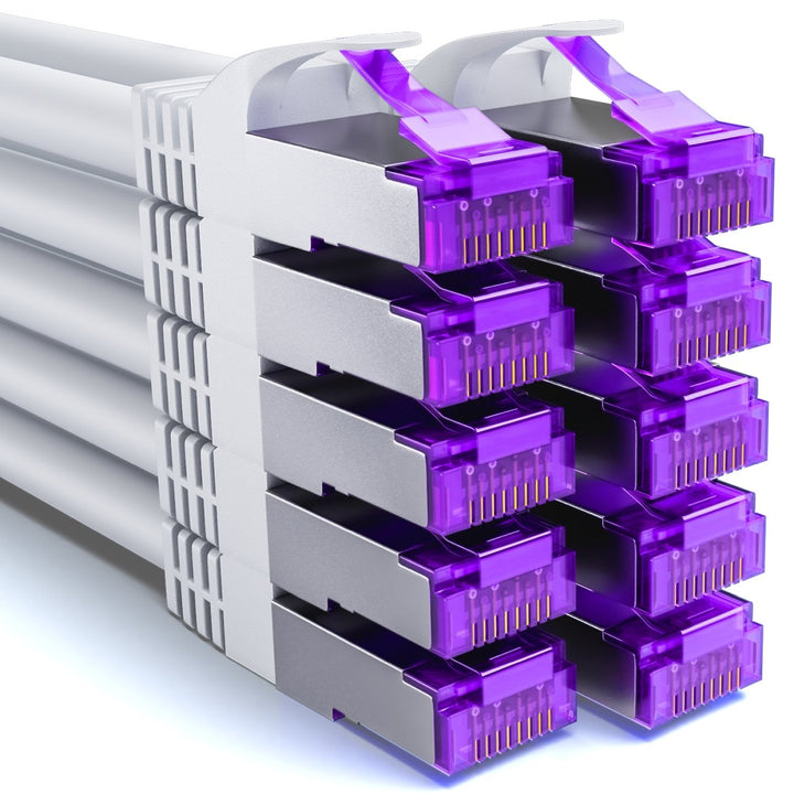deleyCON 10x 0,25m CAT7 Netzwerkkabel - 10 Gigabit - Kurzes 25cm RJ45 Patchkabel Ethernet Kabel (Kup