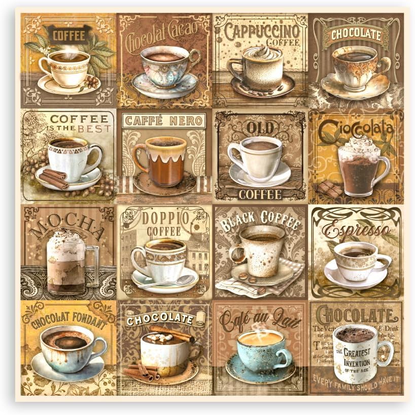 Scrapbooking Pad 22 sheets cm 30,5x30,5 (12"x12") Single face - Coffee and Chocolate Scrapbooking 22
