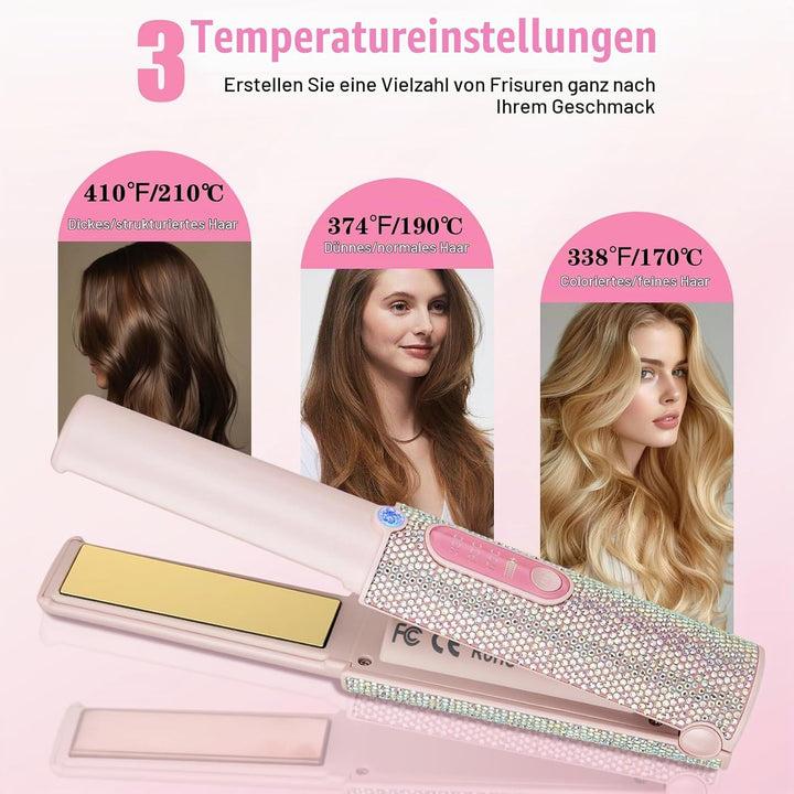 Mini Glätteisen Kabellos, Titan Haarglätter mit 5000mAh Akku, 2 in 1 Tragbares Klein Reise Glätteise