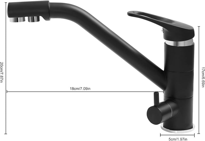 3 Wege Wasserhahn Küche Trinkwasserhahn 360° Drehbar Küchenarmatur 3 in 1 Mischbatterie für Wasserfi