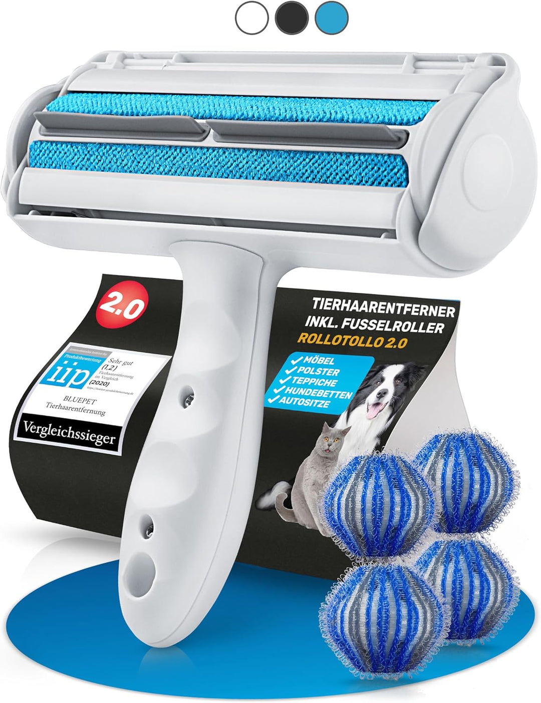 BluePet RolloTollo Selbstreinigende Fusselrolle - Tierhaarentferner für Haustierhaar, Entfernung Tie
