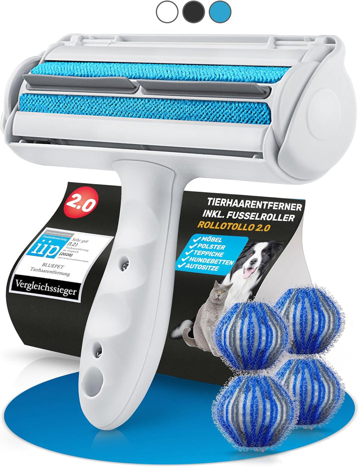 BluePet RolloTollo Selbstreinigende Fusselrolle - Tierhaarentferner für Haustierhaar, Entfernung Tie