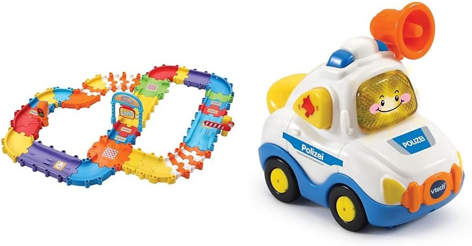 Vtech 80-524404 TUT TUT Baby Flitzer, Mehrfarbig & TUT TUT Baby Flitzer - Polizei – Spielzeugauto mi