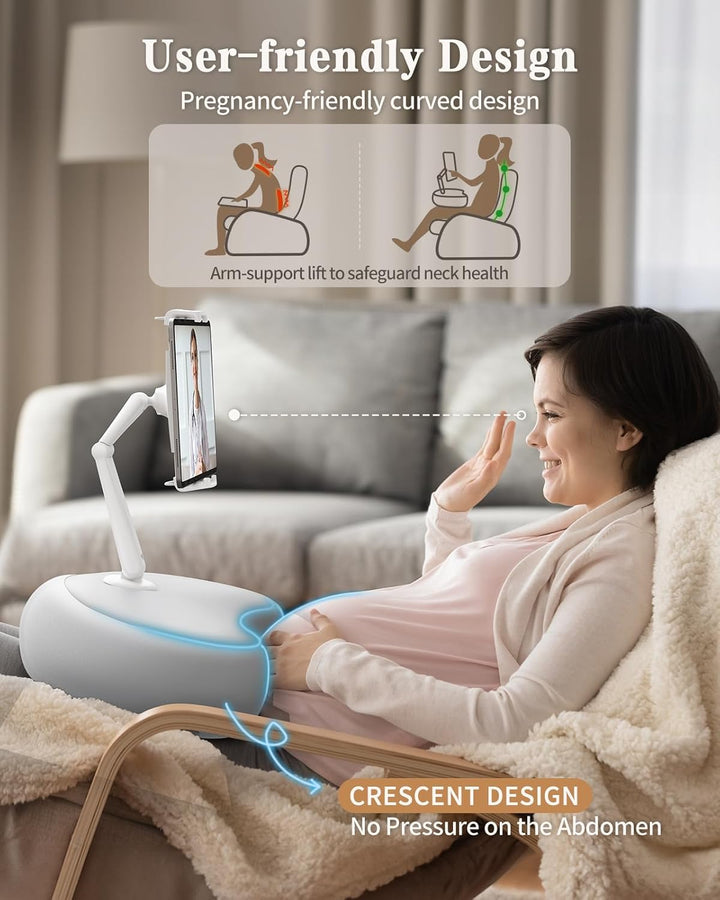 SAIJI Tablet Kissen Halter, 360° Verstellbarer ipad Halterung Bett mit flexiblem doppelachsigem Arm,
