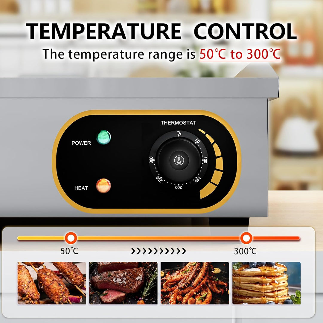 Grillplatte Elektrisch, 54cm Profi Gastro Elektrogrill Elektrische Grillplatte Elektro Tischgrill Ga