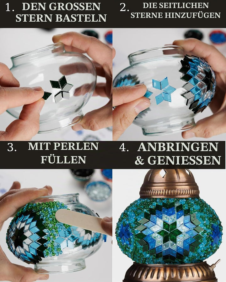 DEMMEX DIY Türkisches Mosaiklampen-Set, komplettes Kunst- und Handwerks-Geschenkset für Erwachsene u