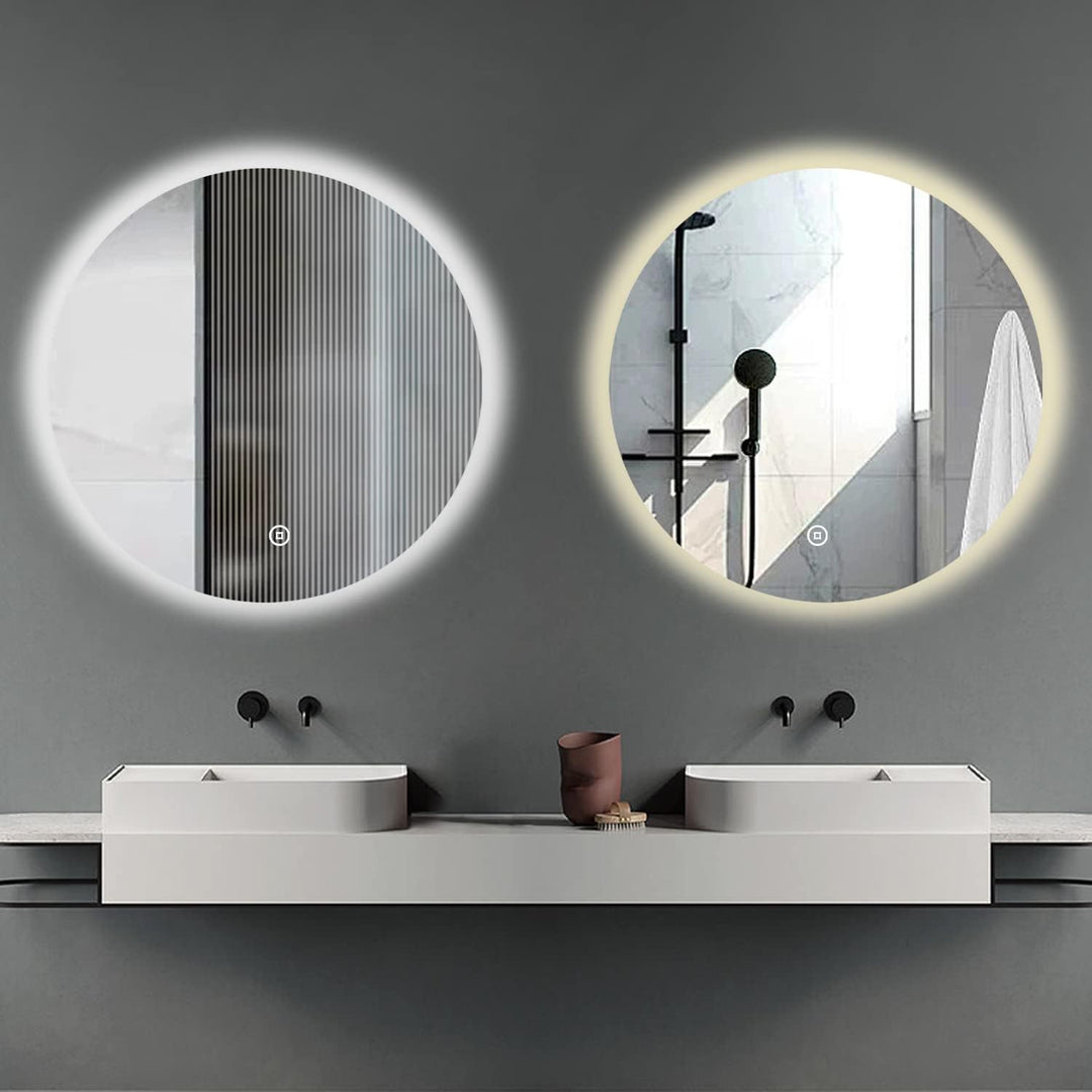 Boromal LED Badspiegel Rund mit Beleuchtung 50x50cm LED Spiegel Runder Badezimmerspiegel mit Beleuch