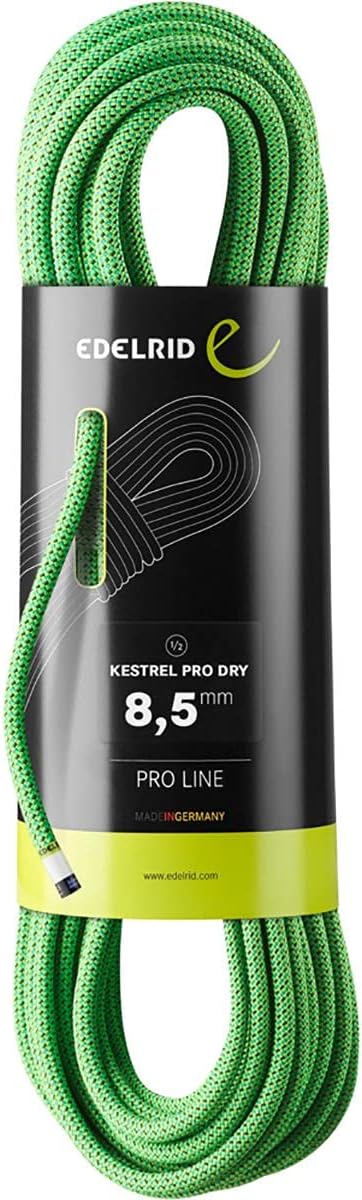 EDELRID Kestrel Pro Dry 8,5mm - Halbseil/Zwillingsseil Neon Green (499) 60m, Neon Green (499) 60m
