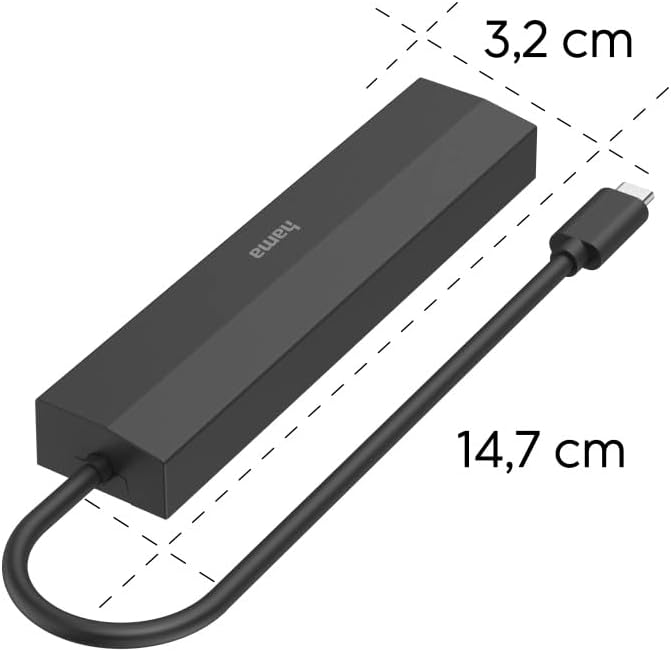Hama USB-Hub 6 Ports (3X USB-A, USB-C, HDMI, LAN, Ethernet, für Maus, Tastatur, Monitor, Netzwerk et