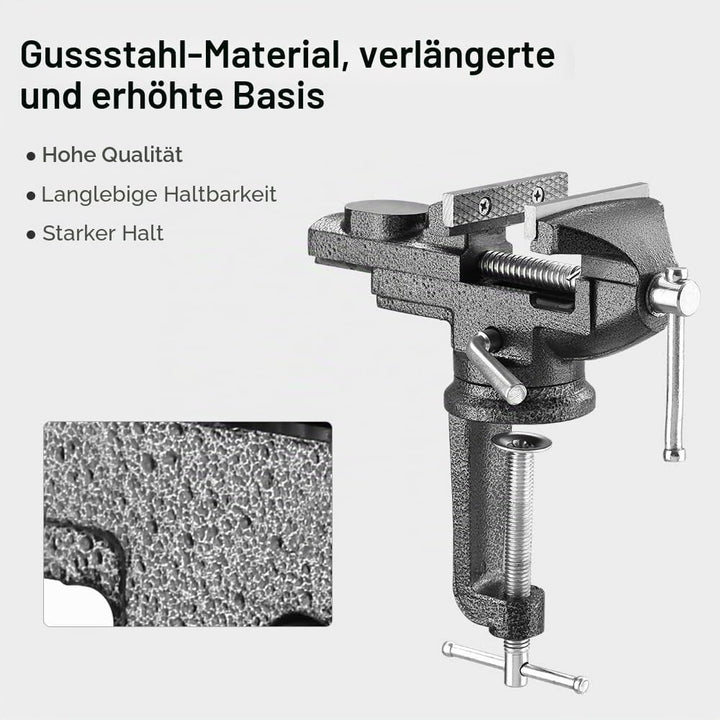 TEENO Schraubstock Drehbar,Breite der Backe 70mm, Schraubstock klemmbar mit 360° Drehbarem Sockel, M