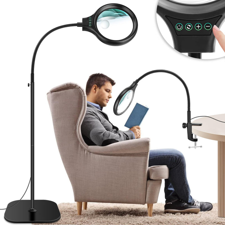 NZQXJXZ 3-in-1 Lupe mit Licht und Ständer, 30X 10X Lupenlampe mit Flexiblem Schwanenhals und 36 Eins