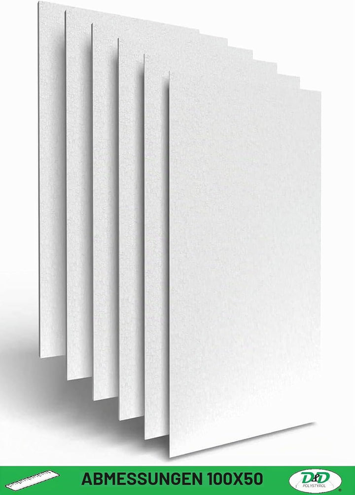 D. &amp; D. Polystyrol Styroporplatten, Mehrzweckplatten 100 cm x 50 cm, EPS 80 (3 Platten H 3 cm), 3 Pl