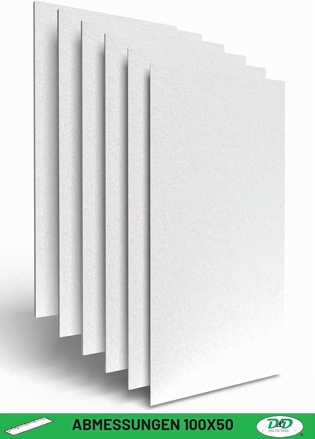 D. & D. Polystyrol (7 Platten H 1,5 cm) 100 cm x 50 cm, Mehrzweckplatten aus Polystyrol, EPS 80, 7 P