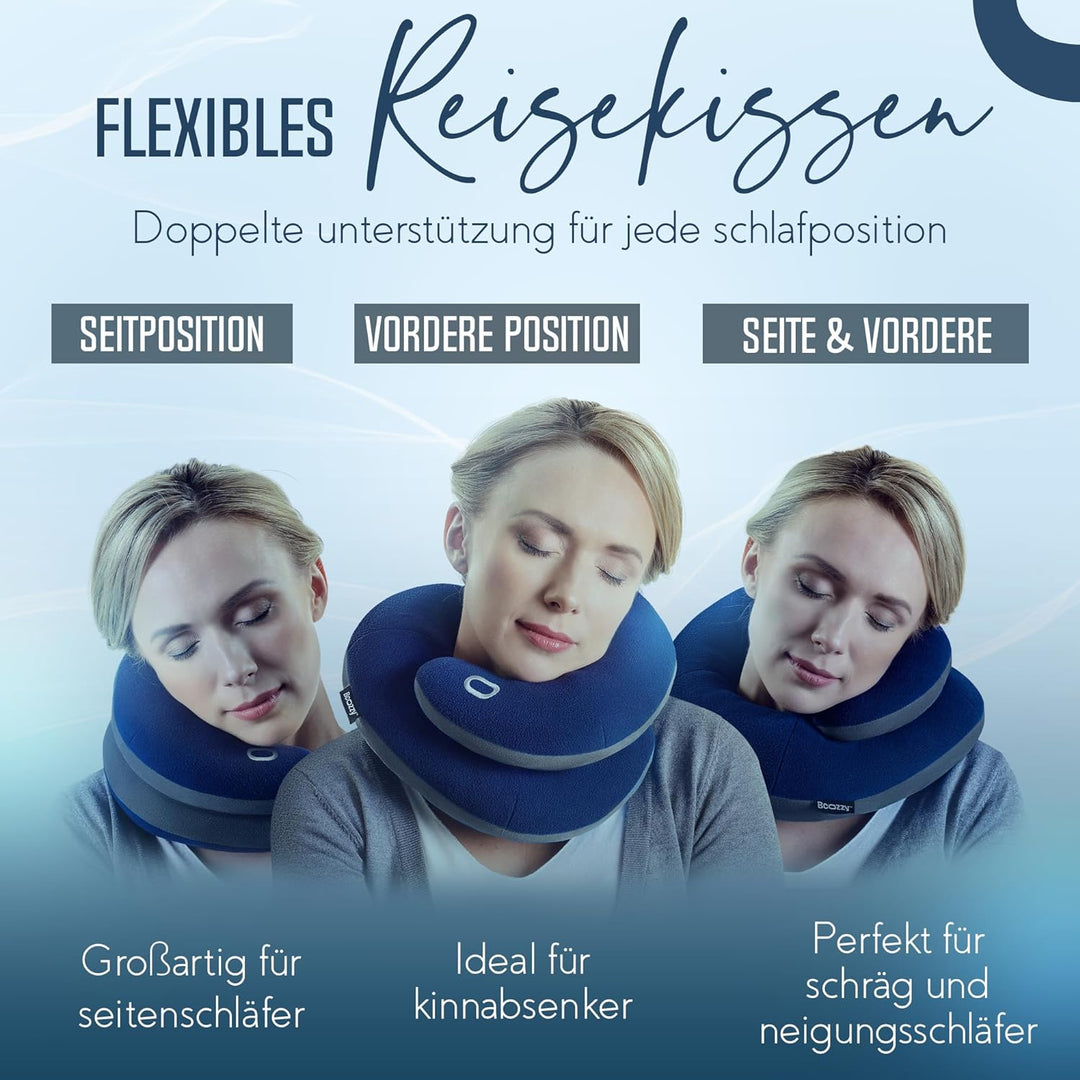 BCOZZY Nackenkissen Für Reisen, Bietet Doppelte Unterstützung Für Kopf, Nacken Und Kinn In Jeder Sch
