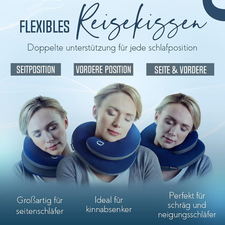 BCOZZY Nackenkissen Für Reisen, Bietet Doppelte Unterstützung Für Kopf, Nacken Und Kinn In Jeder Sch