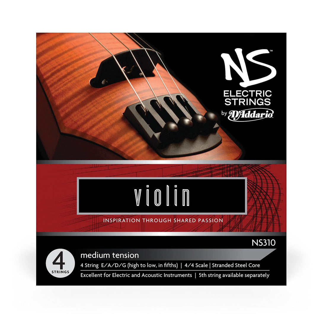 D'Addario NS310 Elektrik-Violinen Saitensatz mehrfach verdrillter Stahlkern Medium Set, Set
