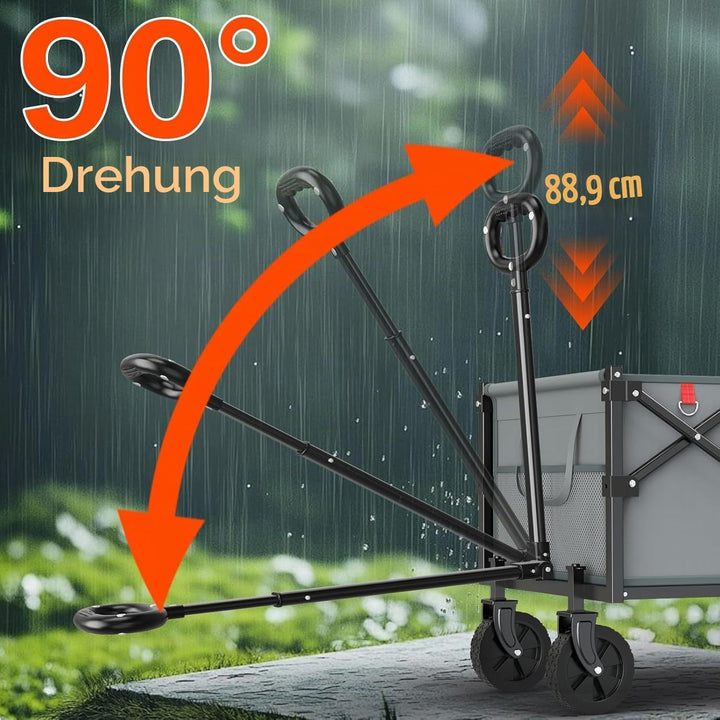 Bollerwagen Faltbar 360lbs Schwerlast, Bollerwagen Mit Rädern Und Heckklappe, Faltbare Handwagen Für