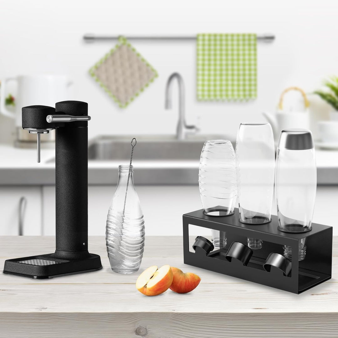HOMMAND Flaschenhalter für SodaStream Crystal und Emil Flaschen, Edelstahl Flaschenhalter Abtropfges