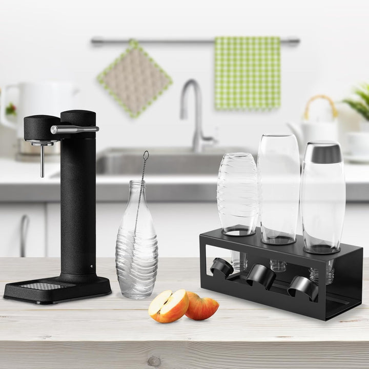 HOMMAND Flaschenhalter für SodaStream Crystal und Emil Flaschen, Edelstahl Flaschenhalter Abtropfges