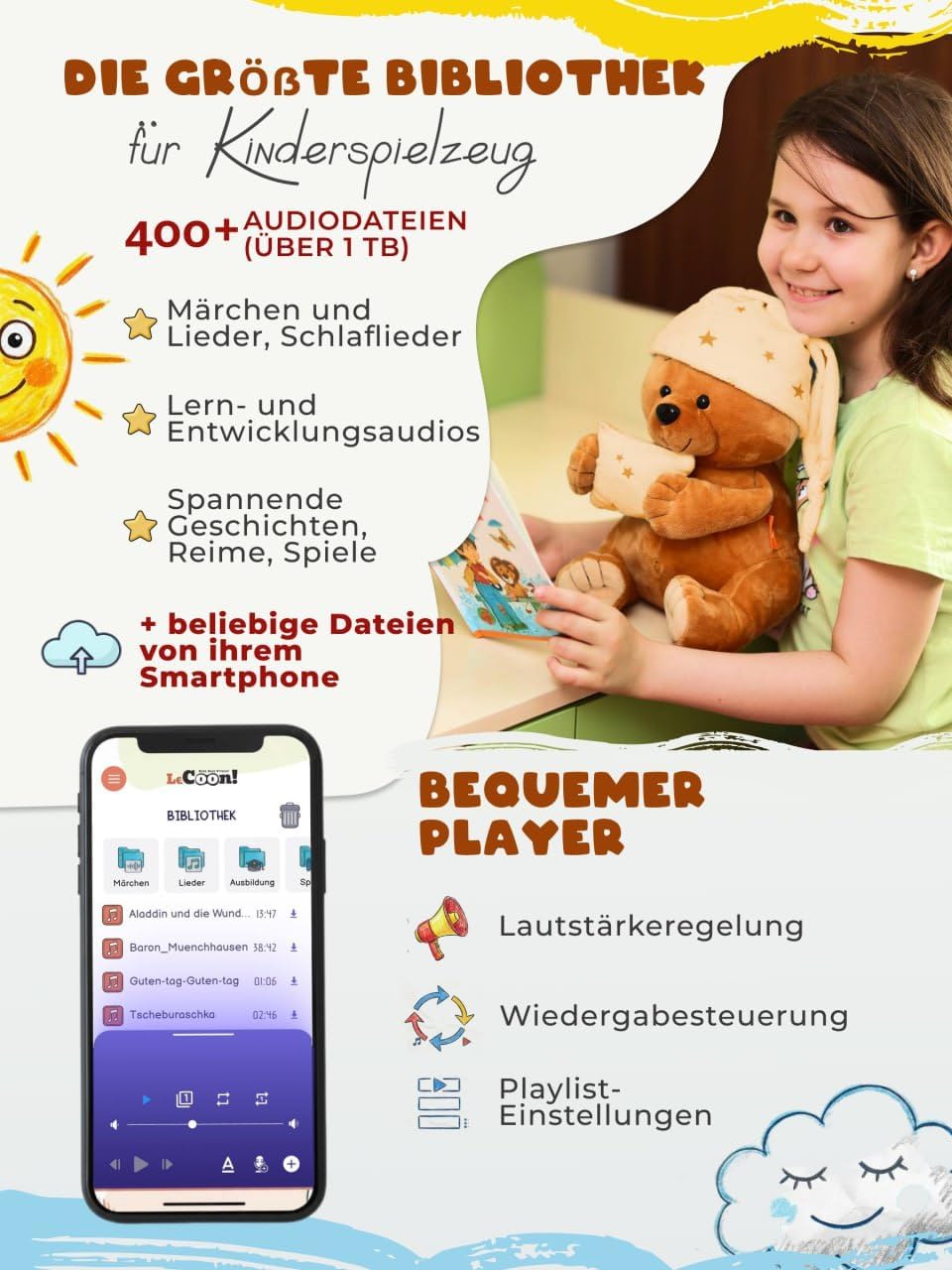 Interaktiver und lernfördernder Plüschbär – EIN magischer Freund zum Schlafen, Spielen und Entdecken