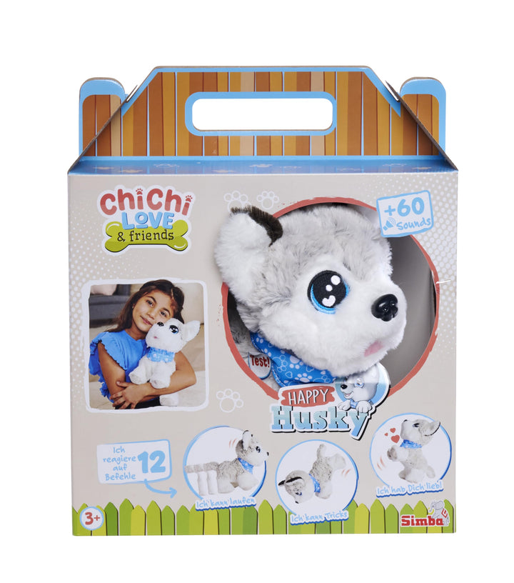 Simba 105890050 - ChiChi LOVE Happy Husky (30 cm) - interaktiver Spielzeug-Hund für Kinder ab 3 Jahr