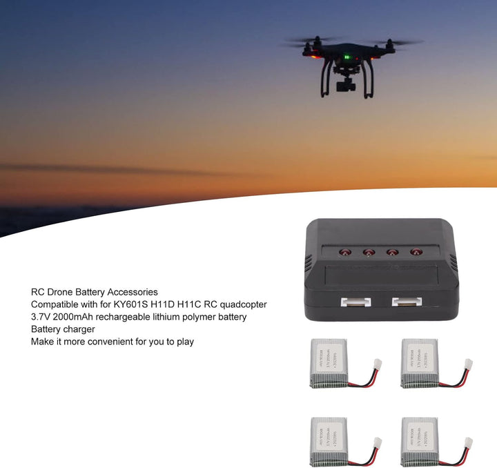 4 Pack 2000mAh 3,7V Hochleistungs-Ersatzakku für KY601S H11D H11C RC Quadcopter, 903048 RC Drohne Ak