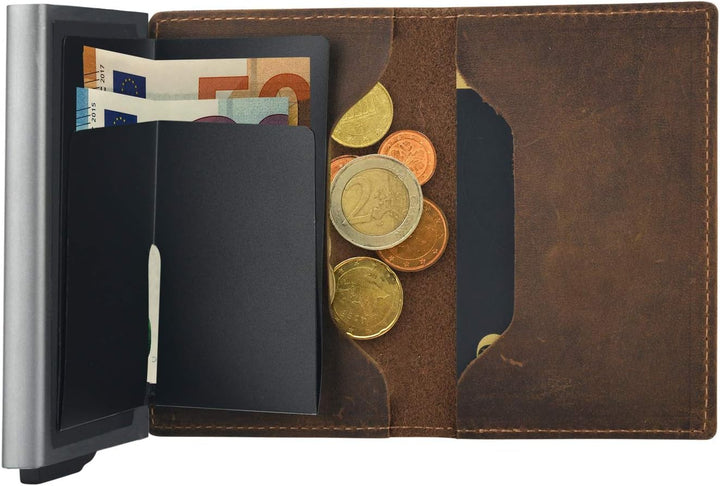 Premium Herren Portmonee RFID Schutz Kartenetui Business Geldbörse feinstes A++ Echtleder mogdi Nano