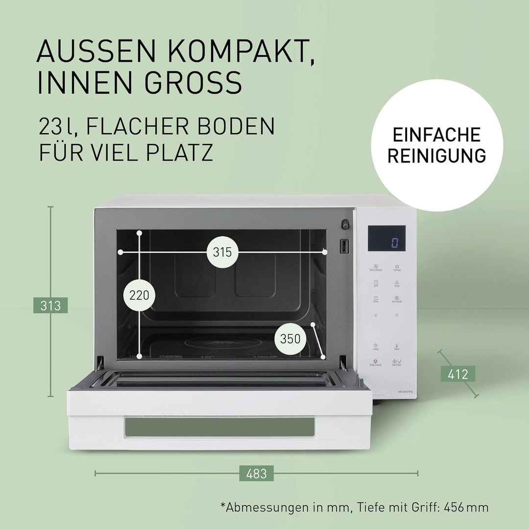 Panasonic NN-DF37PWEPG Kombi-Mikrowelle & Grill, 1000 W, 23 l, Inverter-Tech, Eco Kombi Modus, Flach