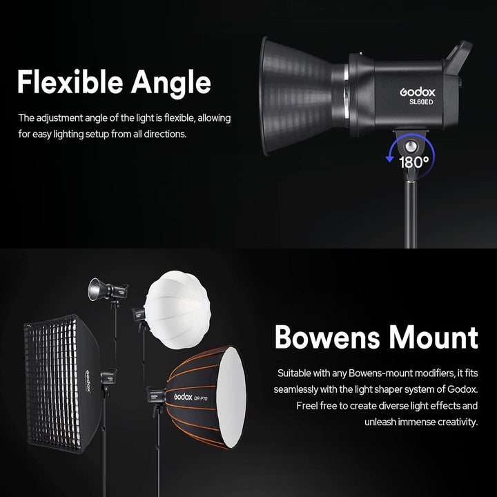 Godox SL60IID SL60II-D LED Video Lichter, 5600±200K, Upgraded CRI 96+, TLCI 97+, eingebaute 8 FX Eff