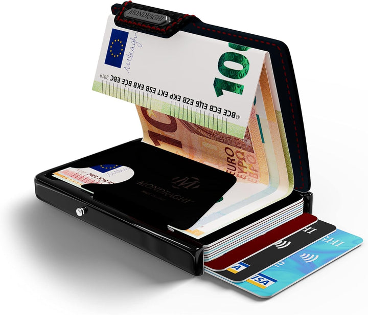 MONDRAGHI® Mini-Wallet. Ultraleichte Geldbörse mit Narbenleder. Kleiner Geldbeutel mit RFID-Schutz-C