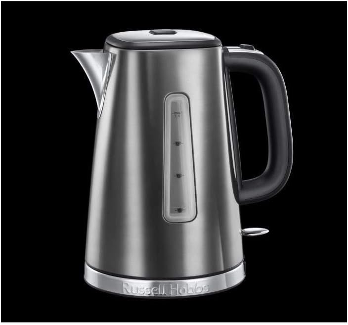 Russell Hobbs Wasserkocher [1,7l, 2400W] Luna Edelstahl Grau (Schnellkochfunktion, herausnehmbarer K