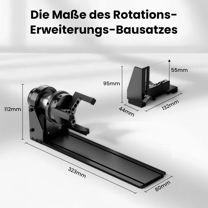 Longer Drehachse Rotary Modul (Spannfutter) für Rahmen-Lasergravierer – kompatibel mit Ray5, B1 Seri