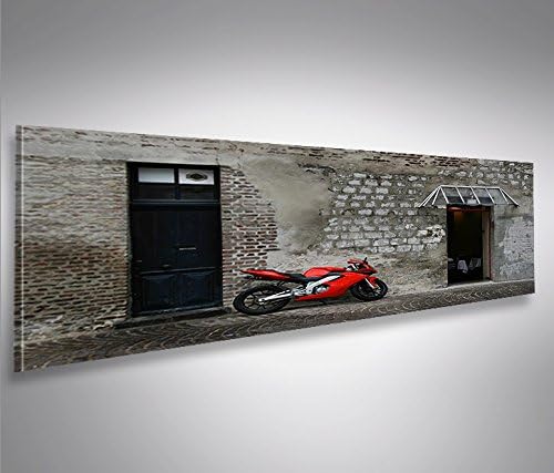 islandburner Bild Bilder auf Leinwand Rotes Motorrad Panorama XXL Poster Leinwandbild Wandbild Dekoa