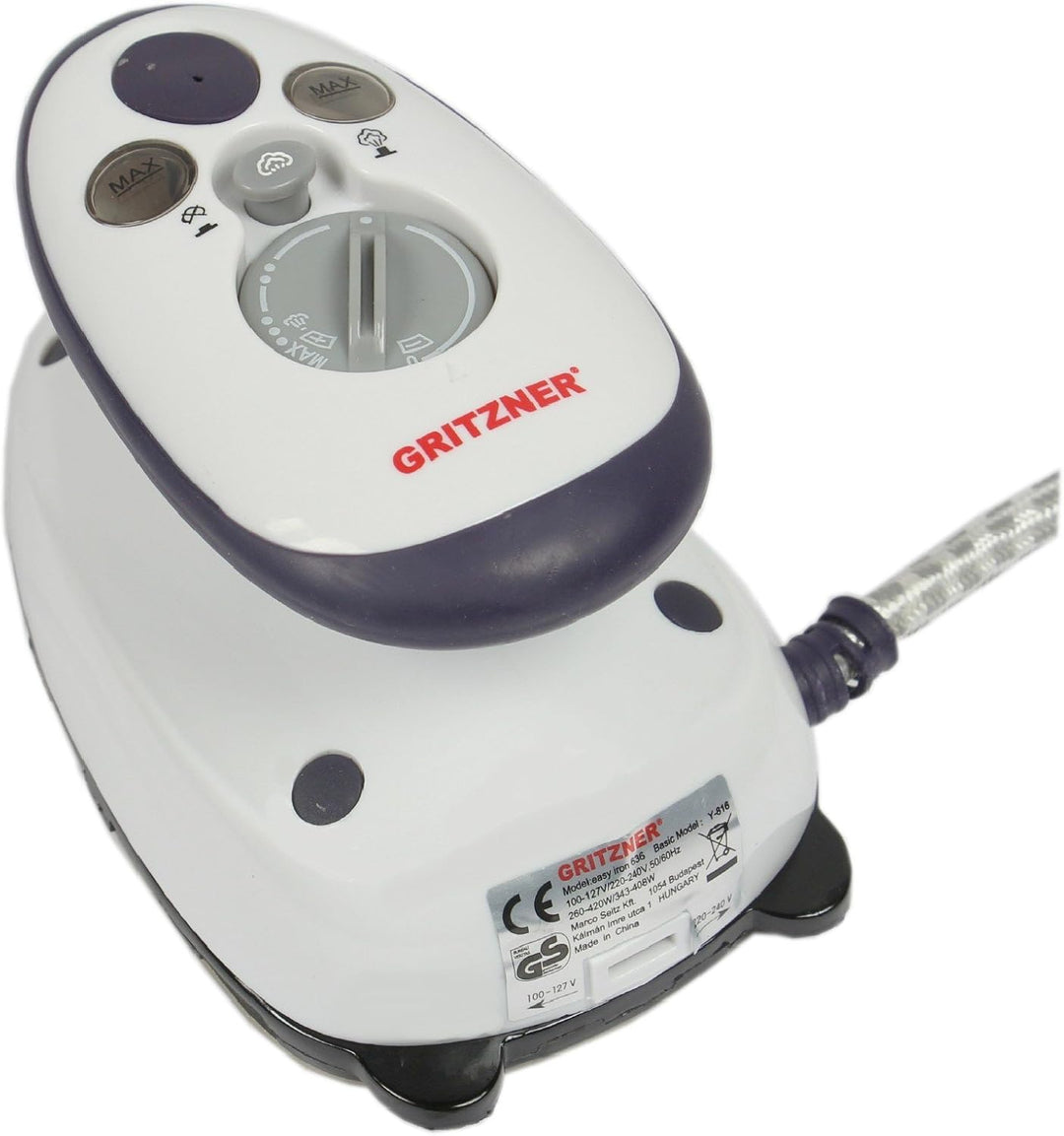 Gritzner 636 Mini Bügeleisen - 260-420 W, Antihaft Bügelsohle, Wassertank 40 ml, 110-240 V Netzspann