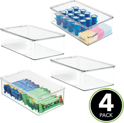mDesign 4er-Set Kühlschrankbox – Kühlschrank Vorratsdose mit Deckel – lebensmittelechte Aufbewahrung